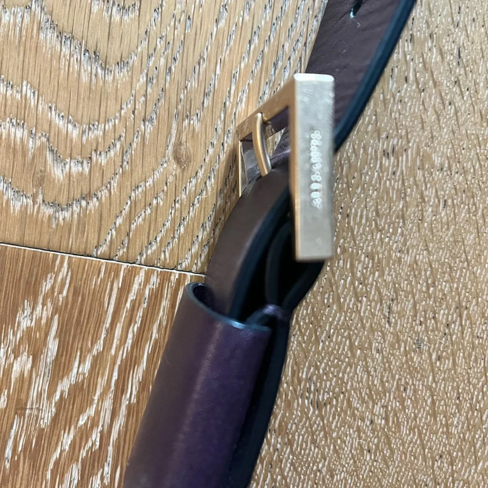 AllSaints Frankie Purple Leather Crossbody with Gold-Tone Lock - Picture 7 of 11